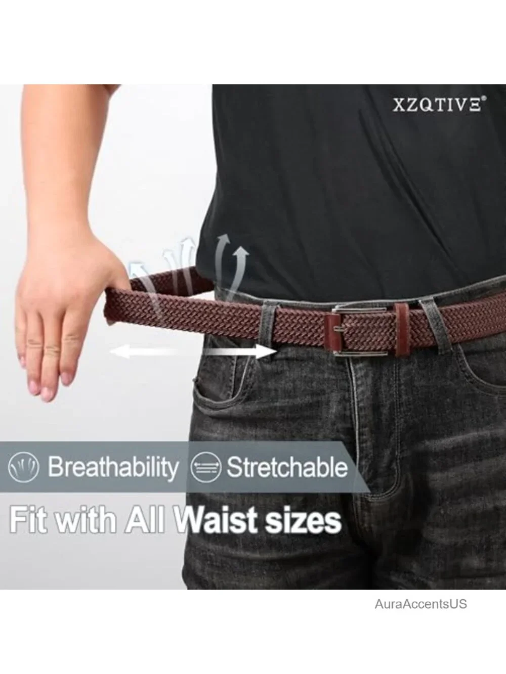 Braided Stretch Belt for Men Women Elastic Woven Belt Golf Casual Pants